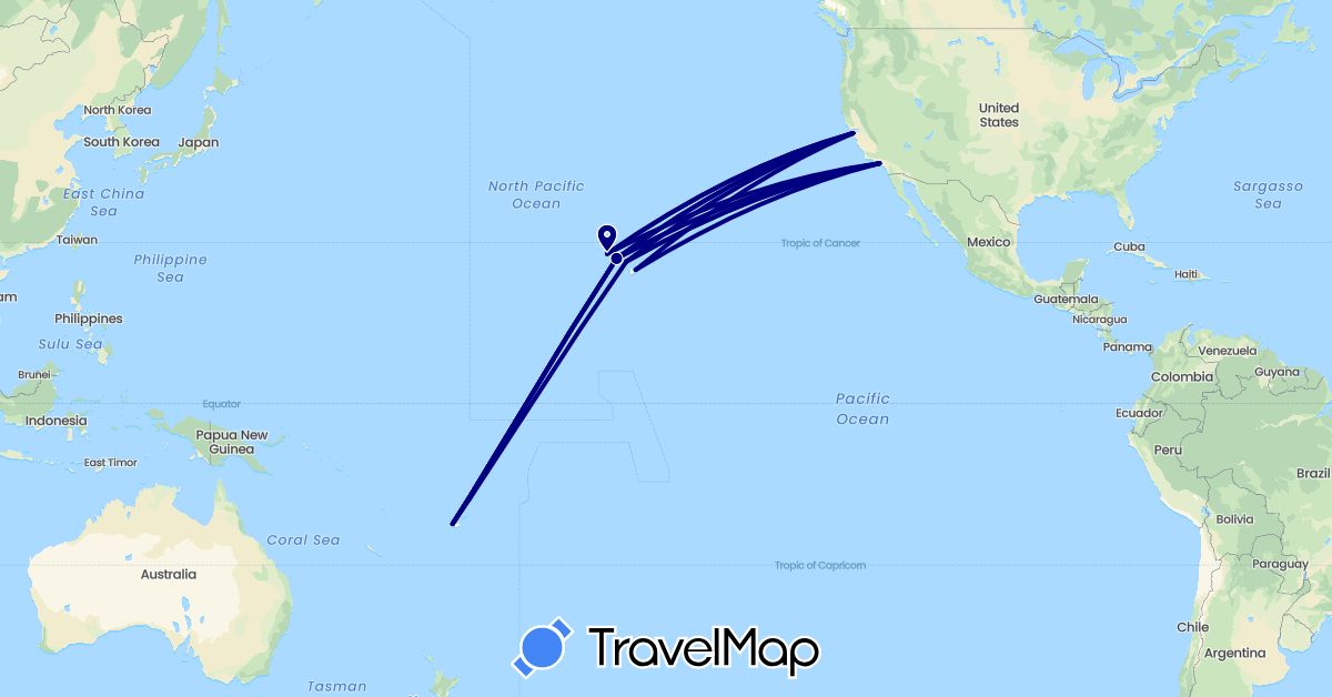 TravelMap itinerary: driving in Fiji, United States (North America, Oceania)